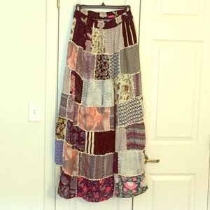 Bohemian maxi-length patch skirt (NWT!)